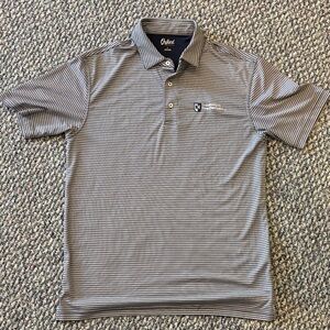 Oxford Men's Polo Shirt with Black and White Stripes University of New Hampshire
